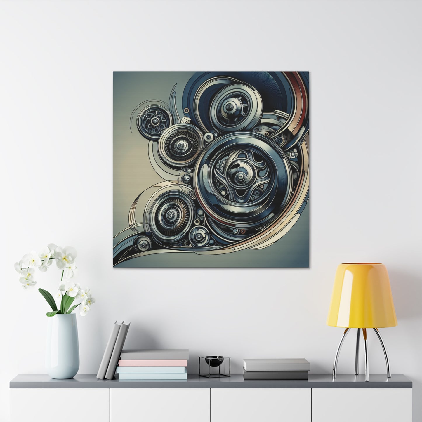 "Reflective Revolutions: Hubcaps" - Canvas