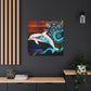 "Dolphins in Wild Waves" - Canvas