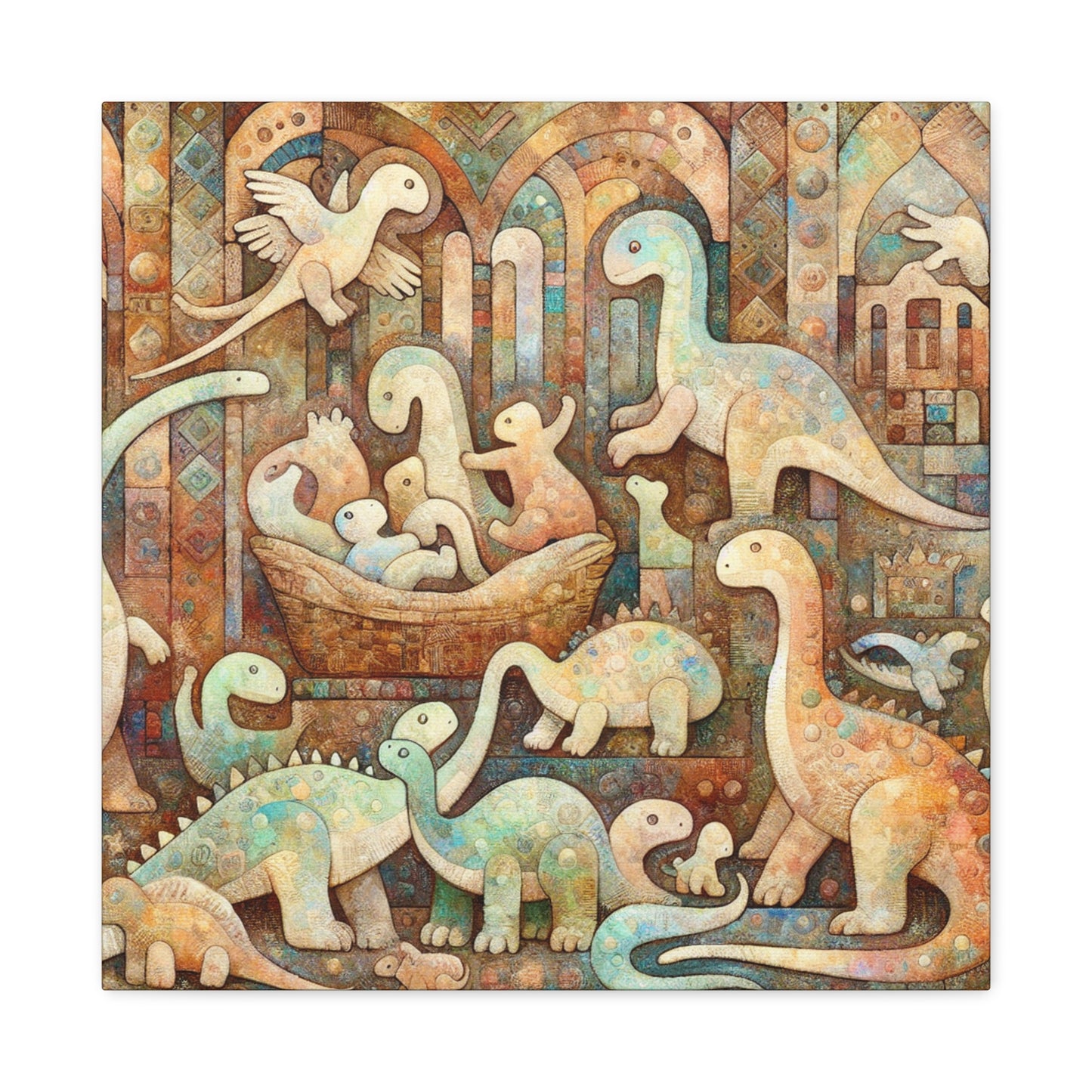 Whimsical Prehistoric Serenity - Canvas