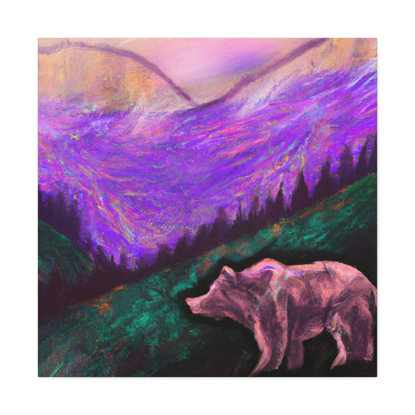 Grizzly Bear Nature Scene - Canvas