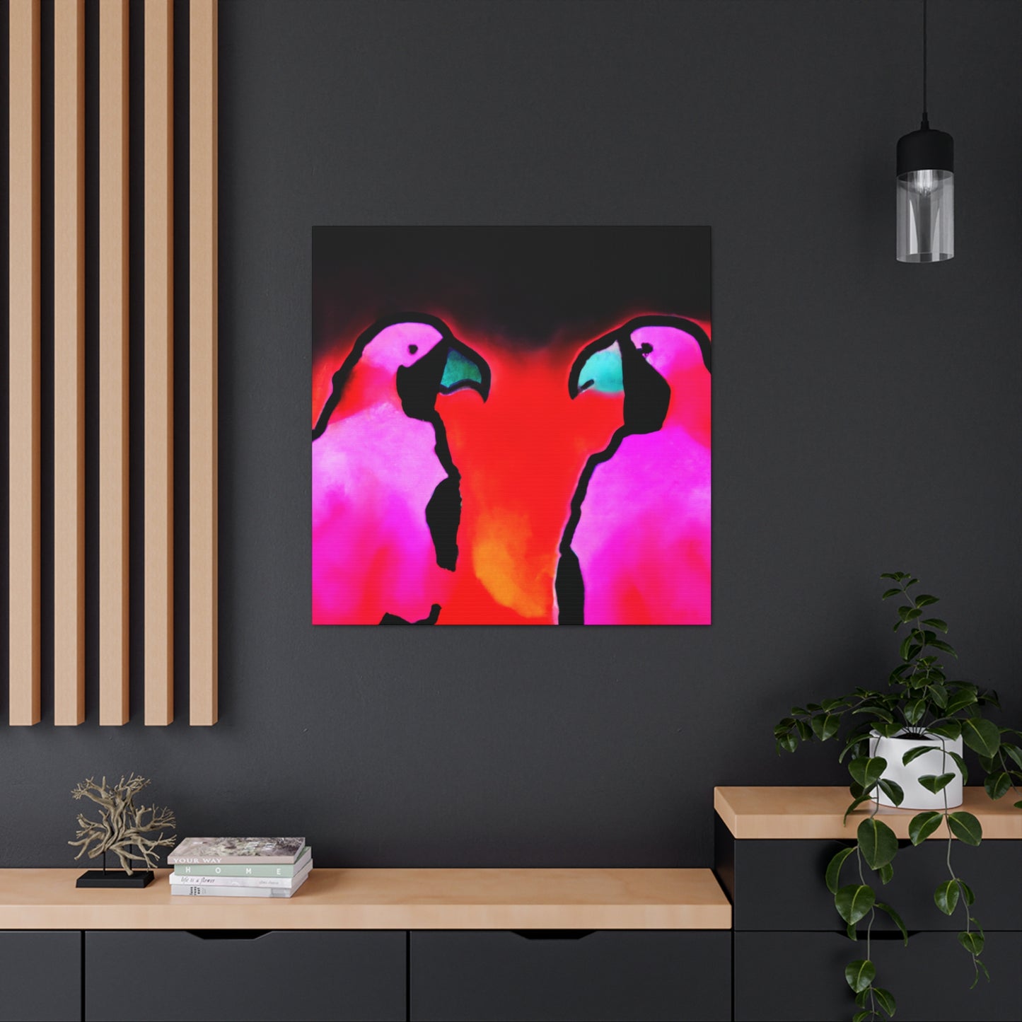 Lovebirds in Embrace - Canvas