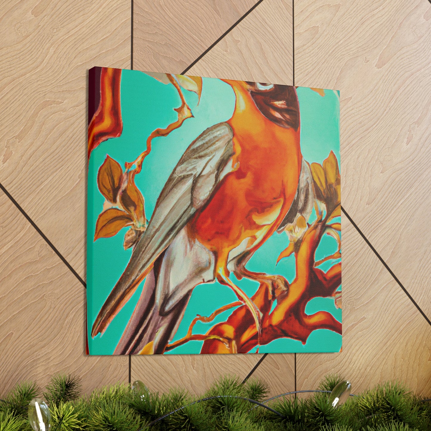 "American Robin's Songbird Symphony" - Canvas