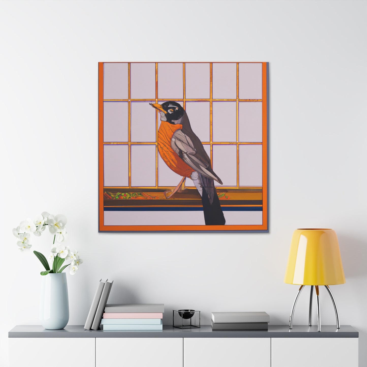 "Robins Singing Deco" - Canvas