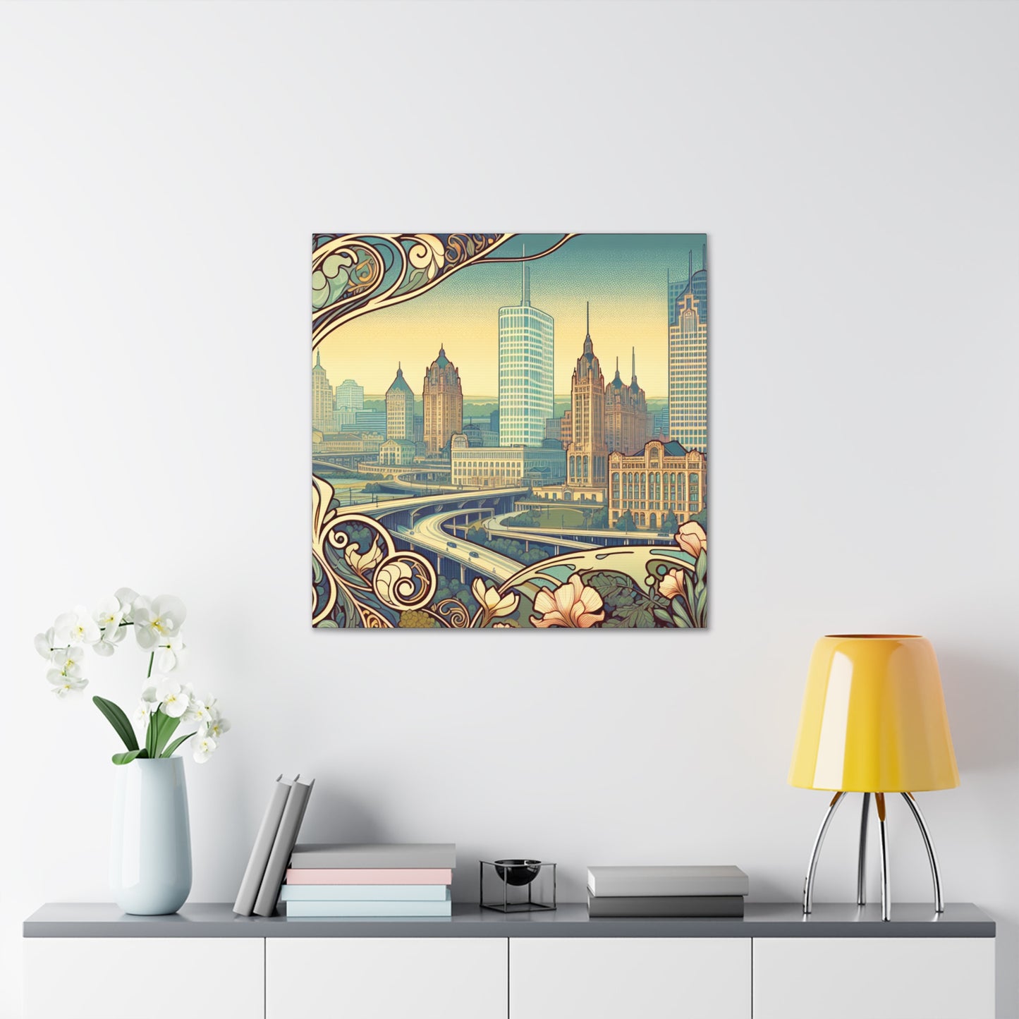 "Cityscape Symphony: Milwaukee" - Canvas