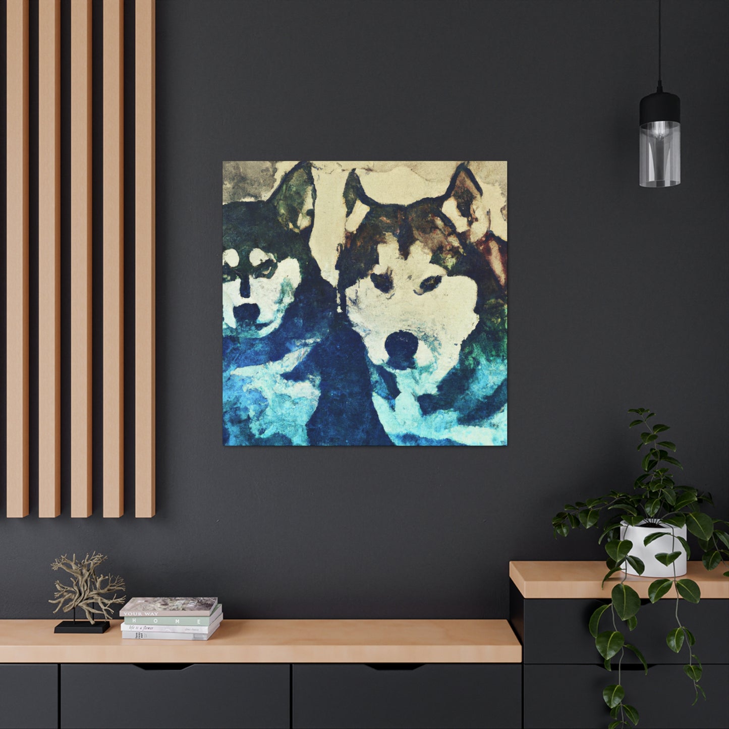 "Huskies in Distant Hues" - Canvas