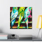 Budgies in Art Deco - Canvas