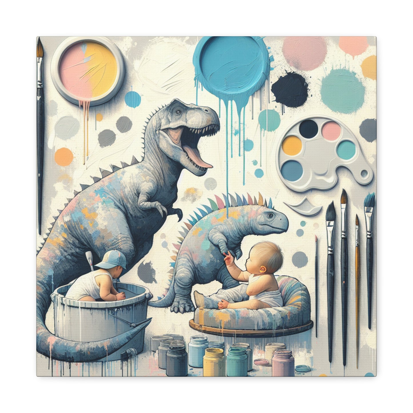 Whimsical Prehistoric Palette - Canvas