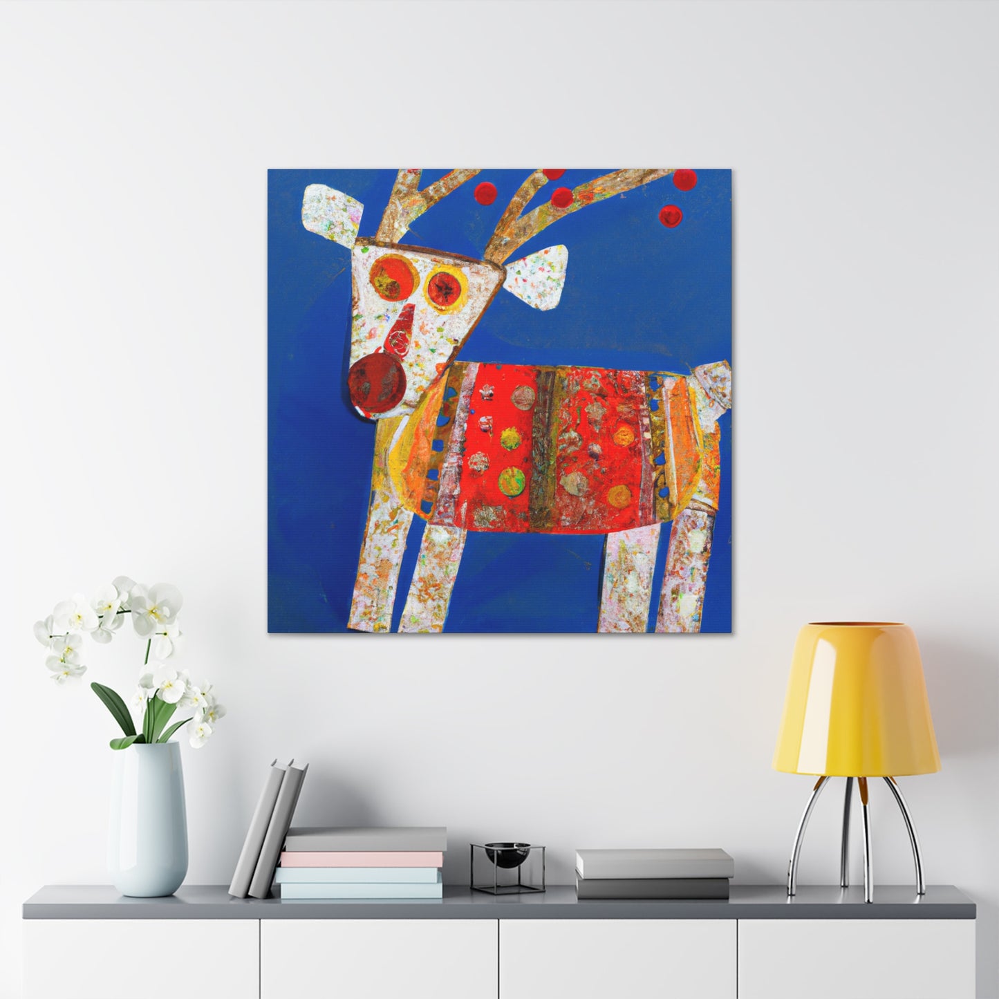 Reindeer in Winter Scene - Canvas