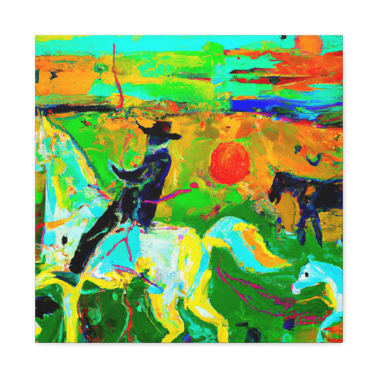 "Horses in Pastures Content" - Canvas