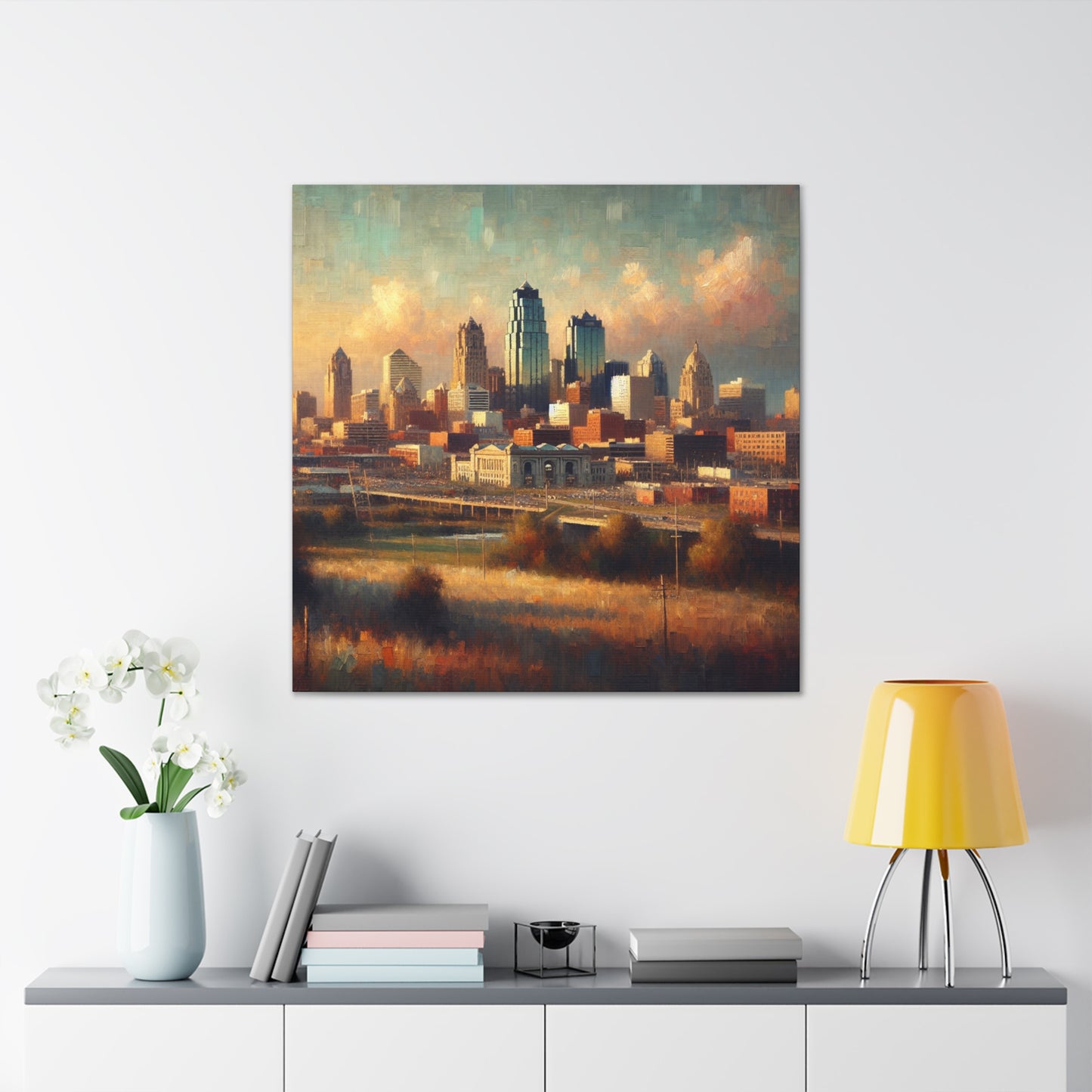 "Cityscape Symphony: Kansas Dreams" - Canvas