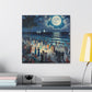 Moonlit Coastal Celebration. - Canvas