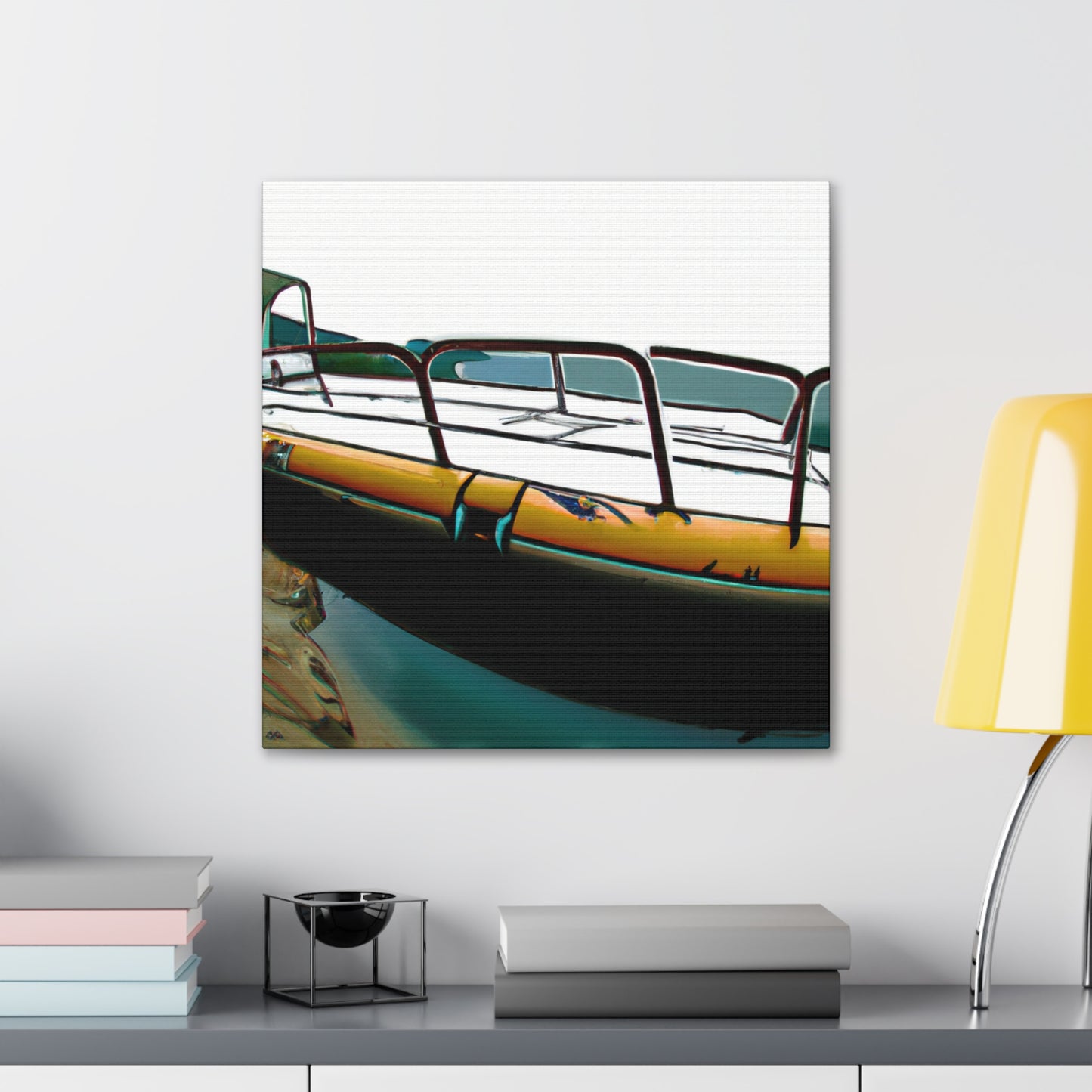 Pontoon Boat Reflection. - Canvas