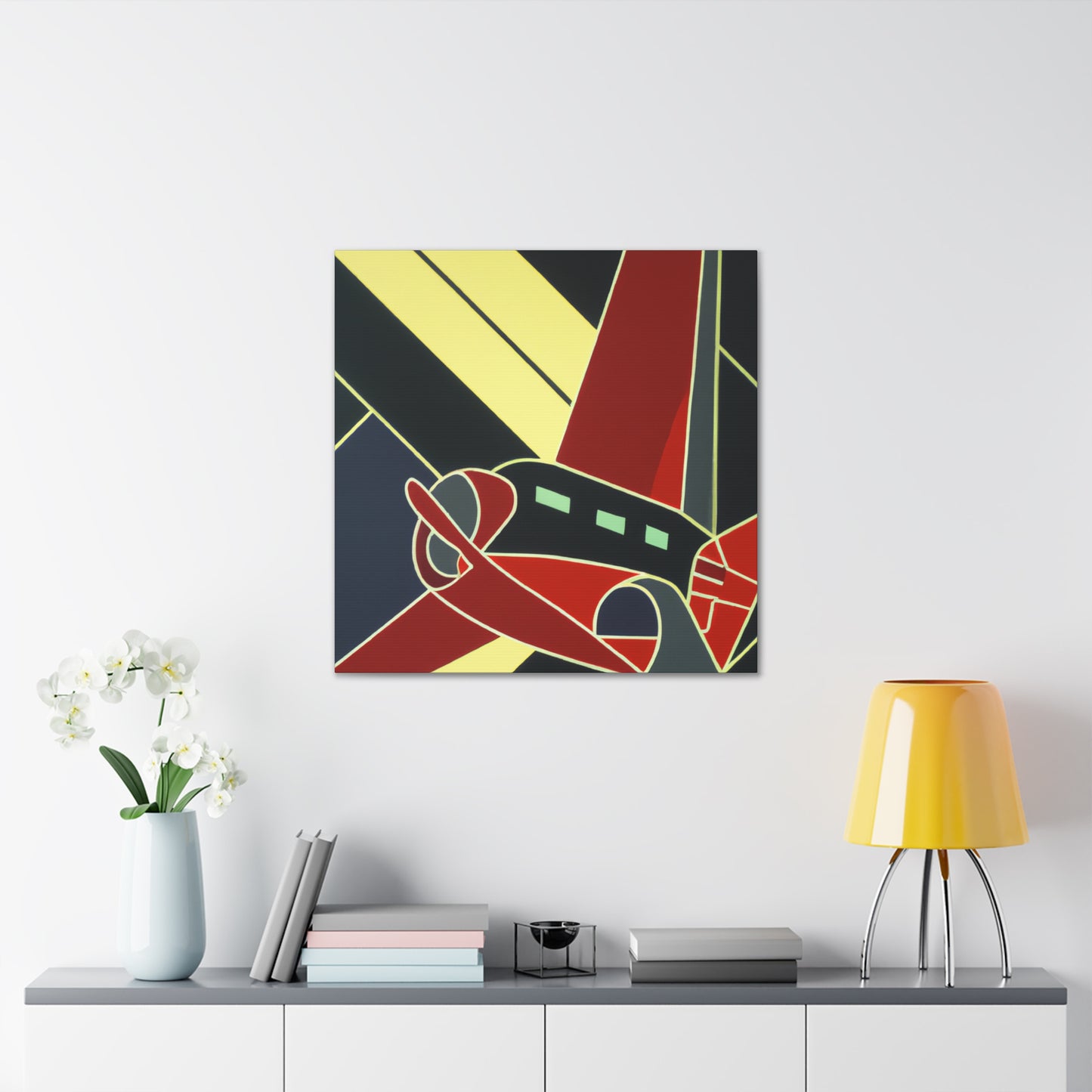 "Skyward Art Deco Plane" - Canvas