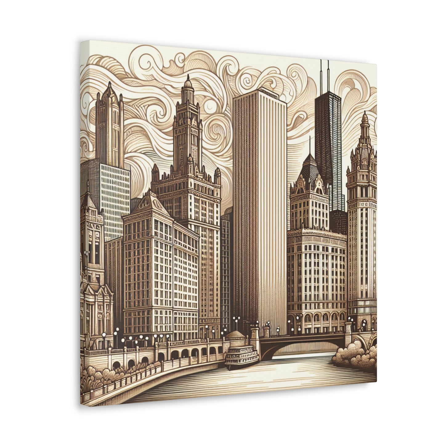 "Cityscape Symphony: Renaissance Chicago" - Canvas