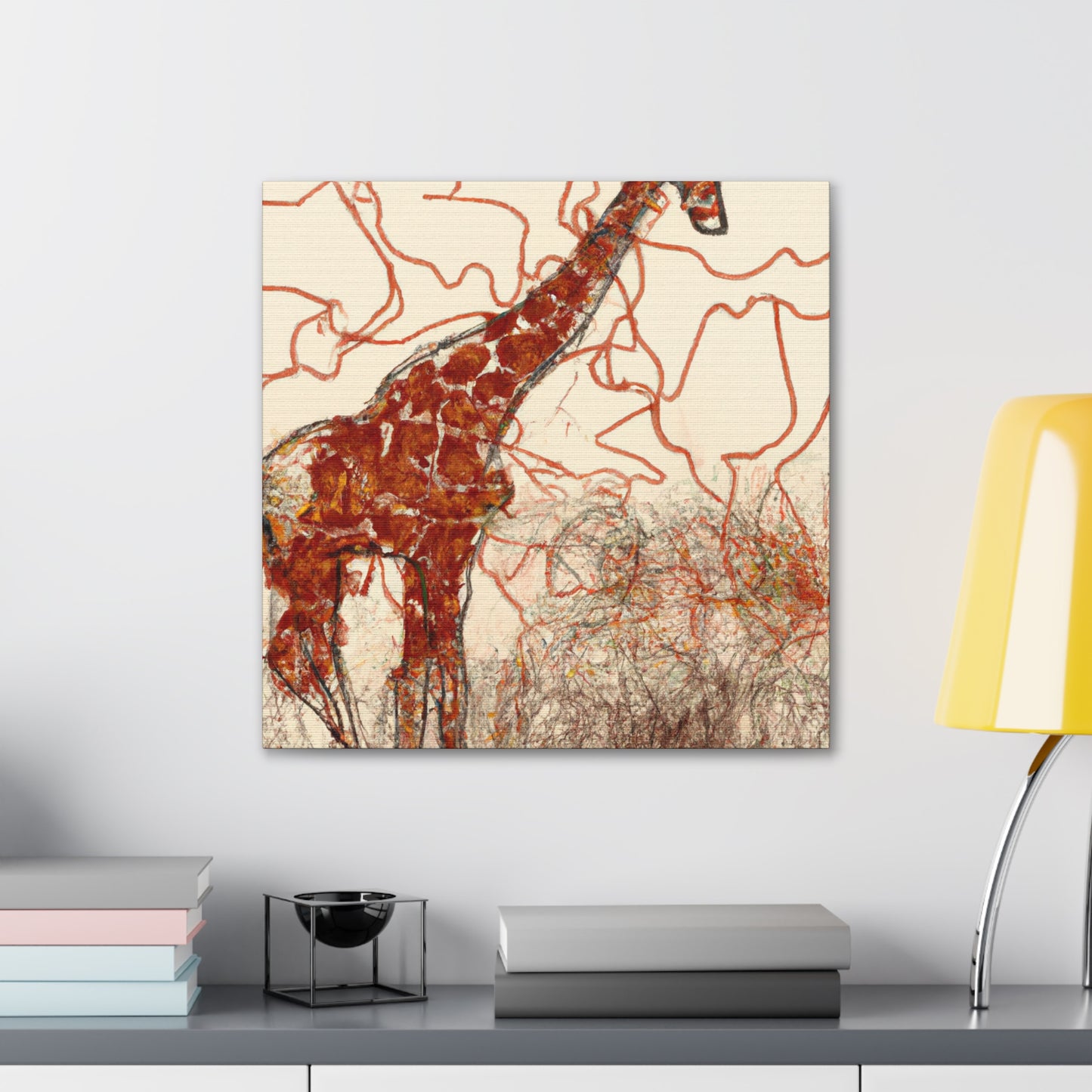 Giraffe Under Moonlight - Canvas