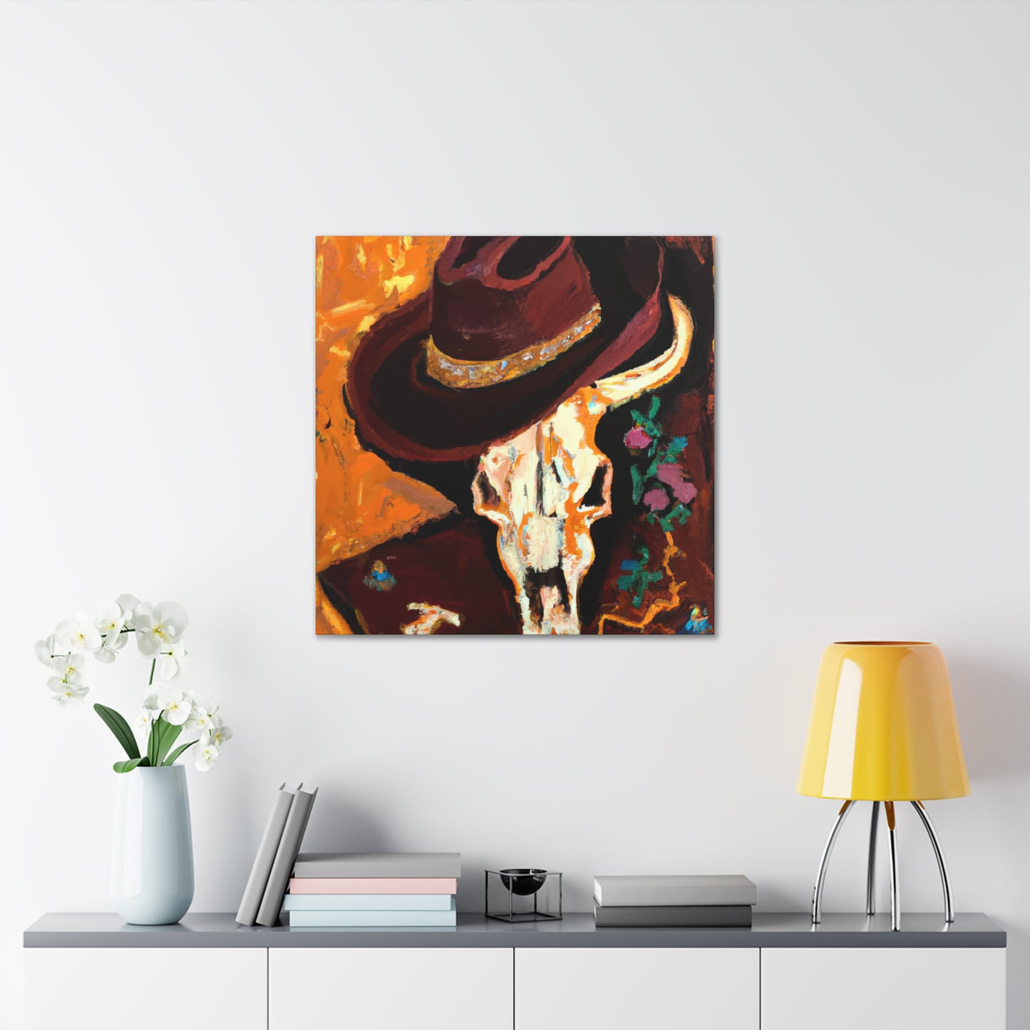 "Cow Skull in Rococo". - Canvas