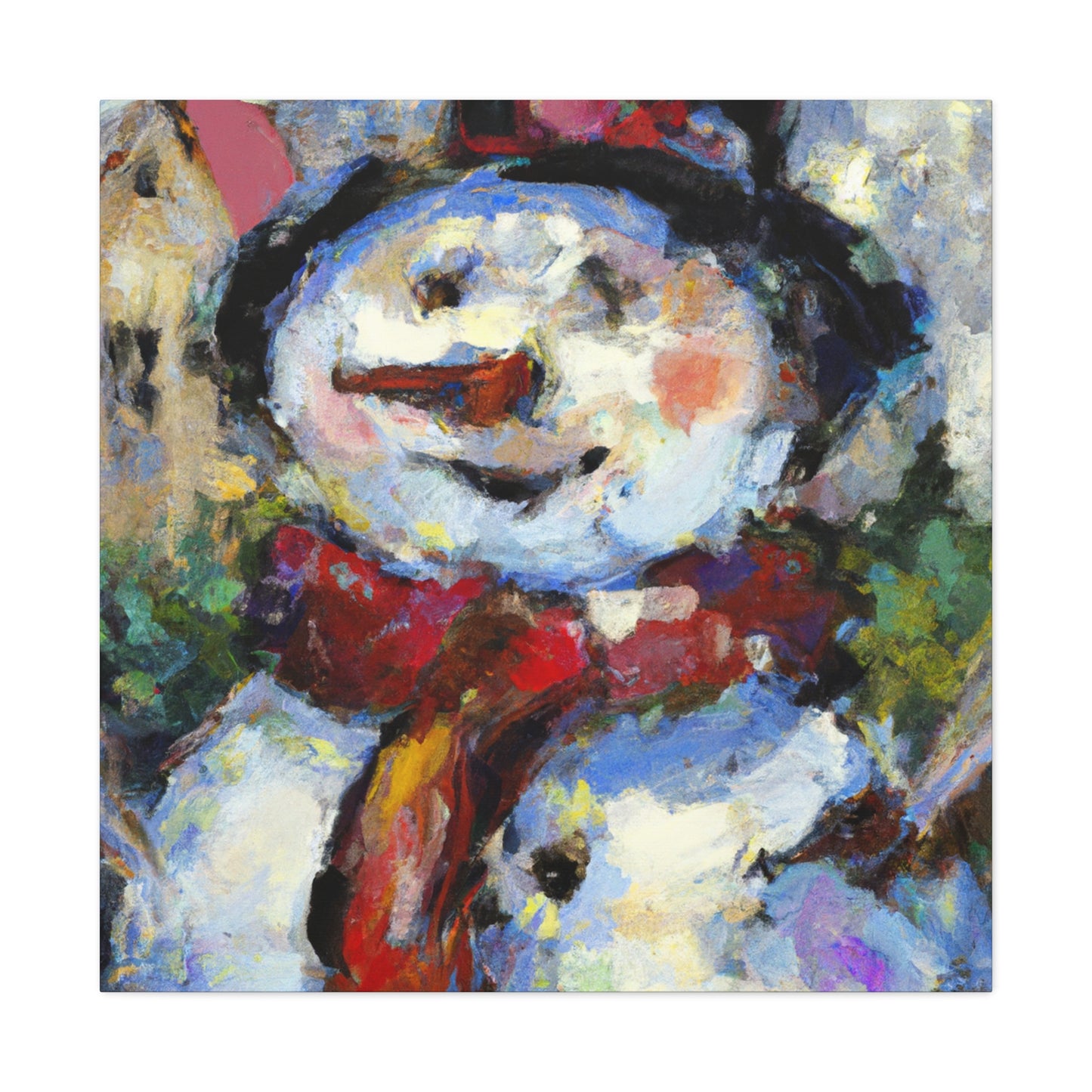 Snowman in Wintertime - Canvas