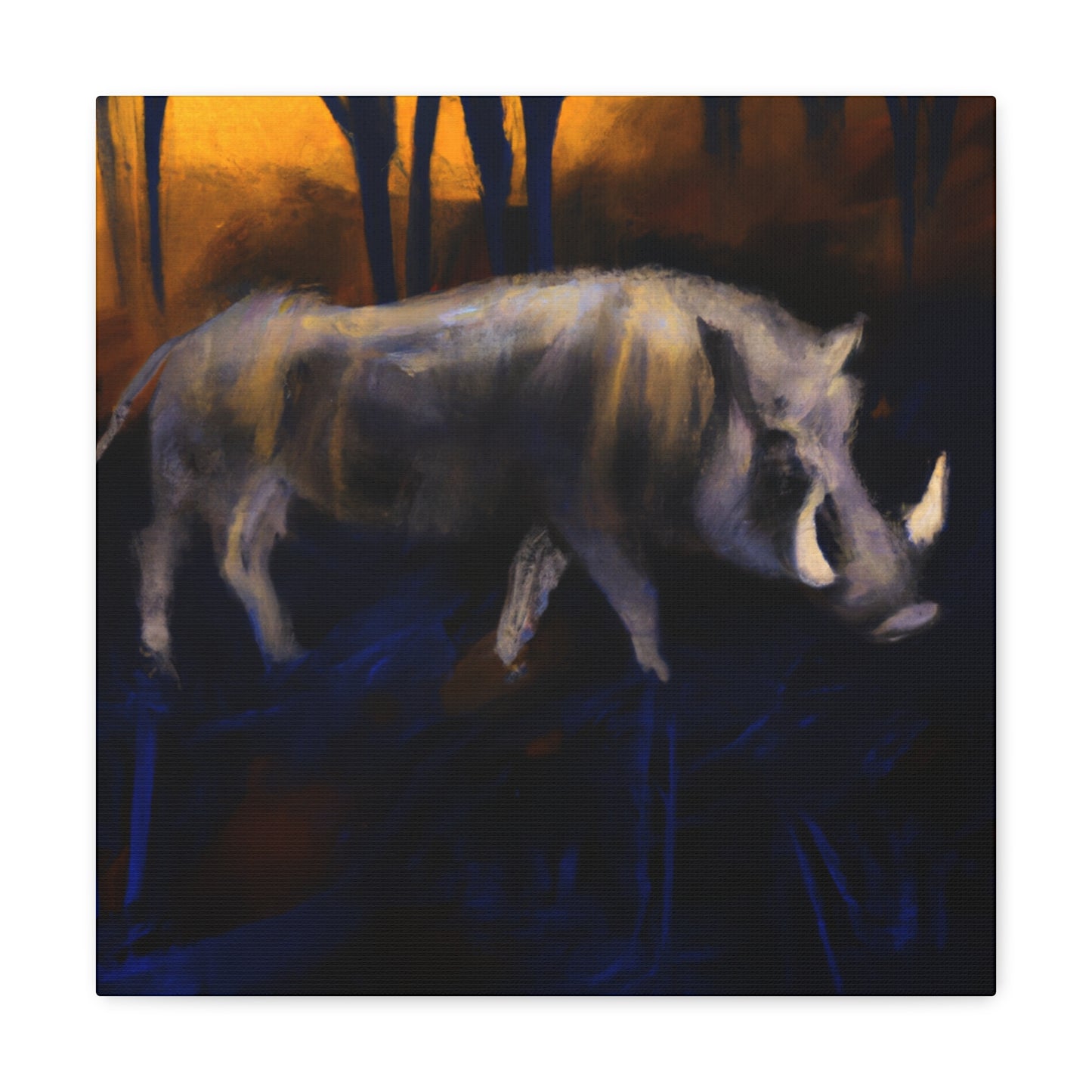 "Warthog in Moonlight" - Canvas