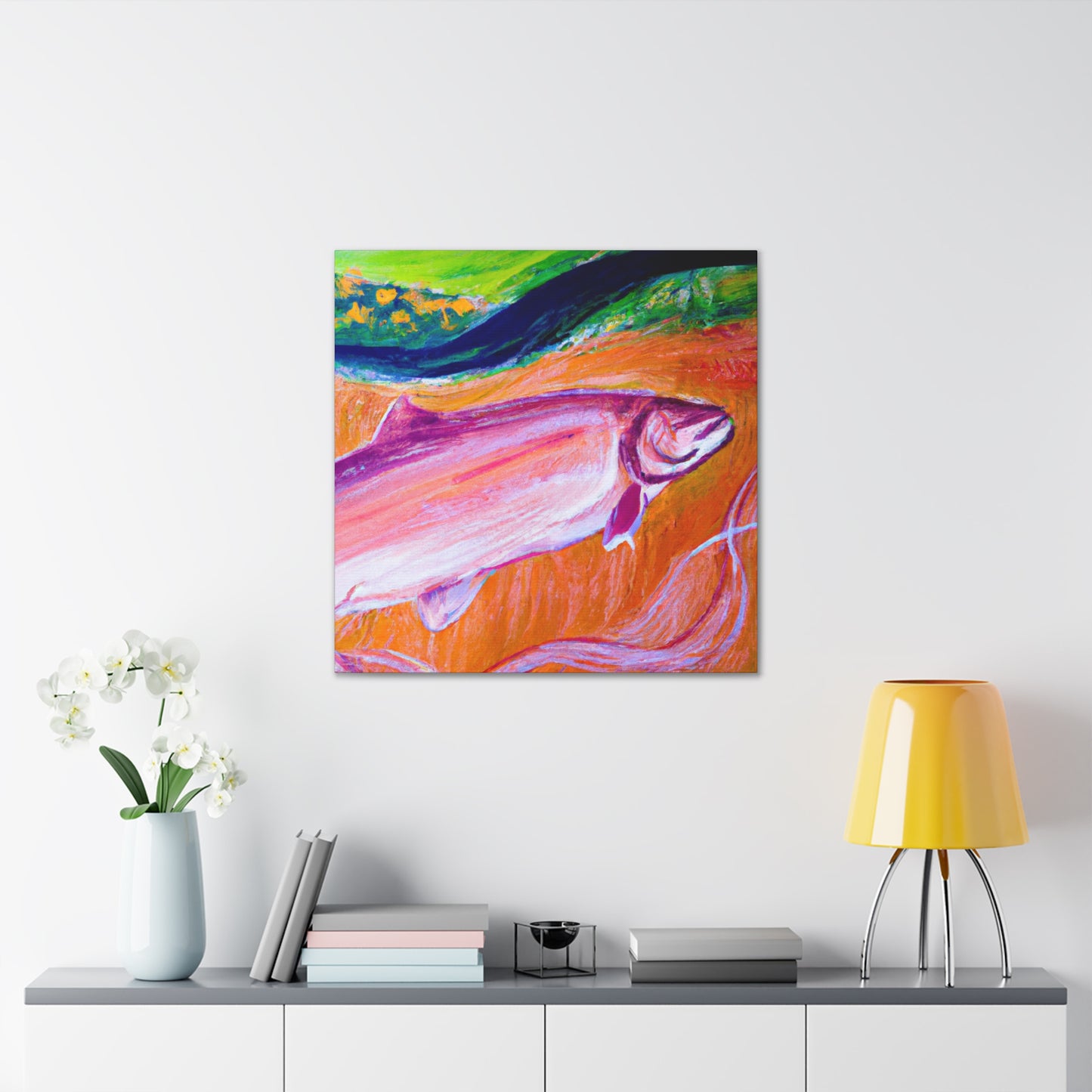 Salmon in Reflection. - Canvas