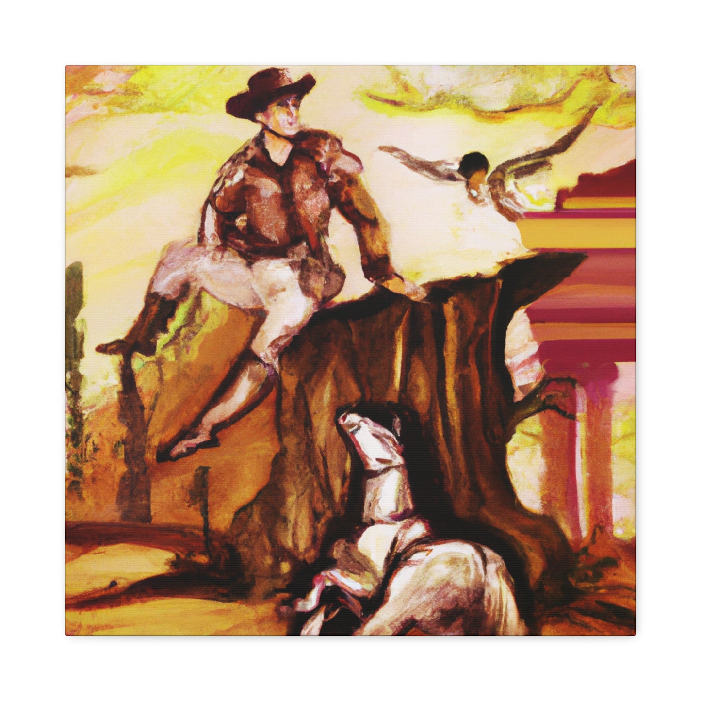 Cowboy On Fence Farm - Canvas