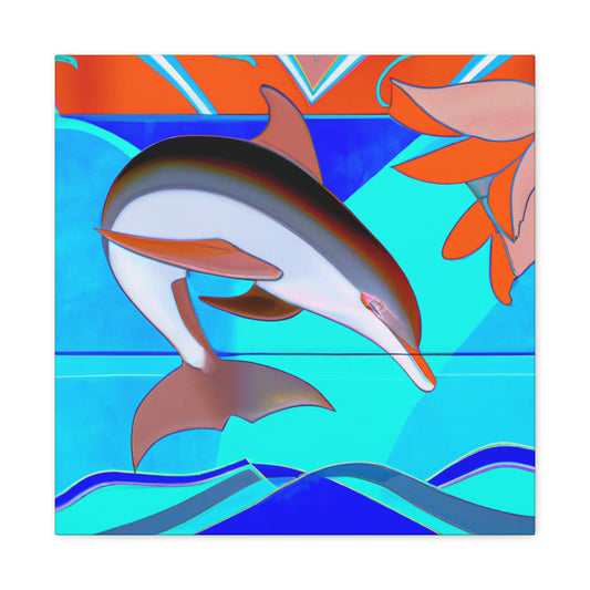 "Dancing Dolphin Deco" - Canvas