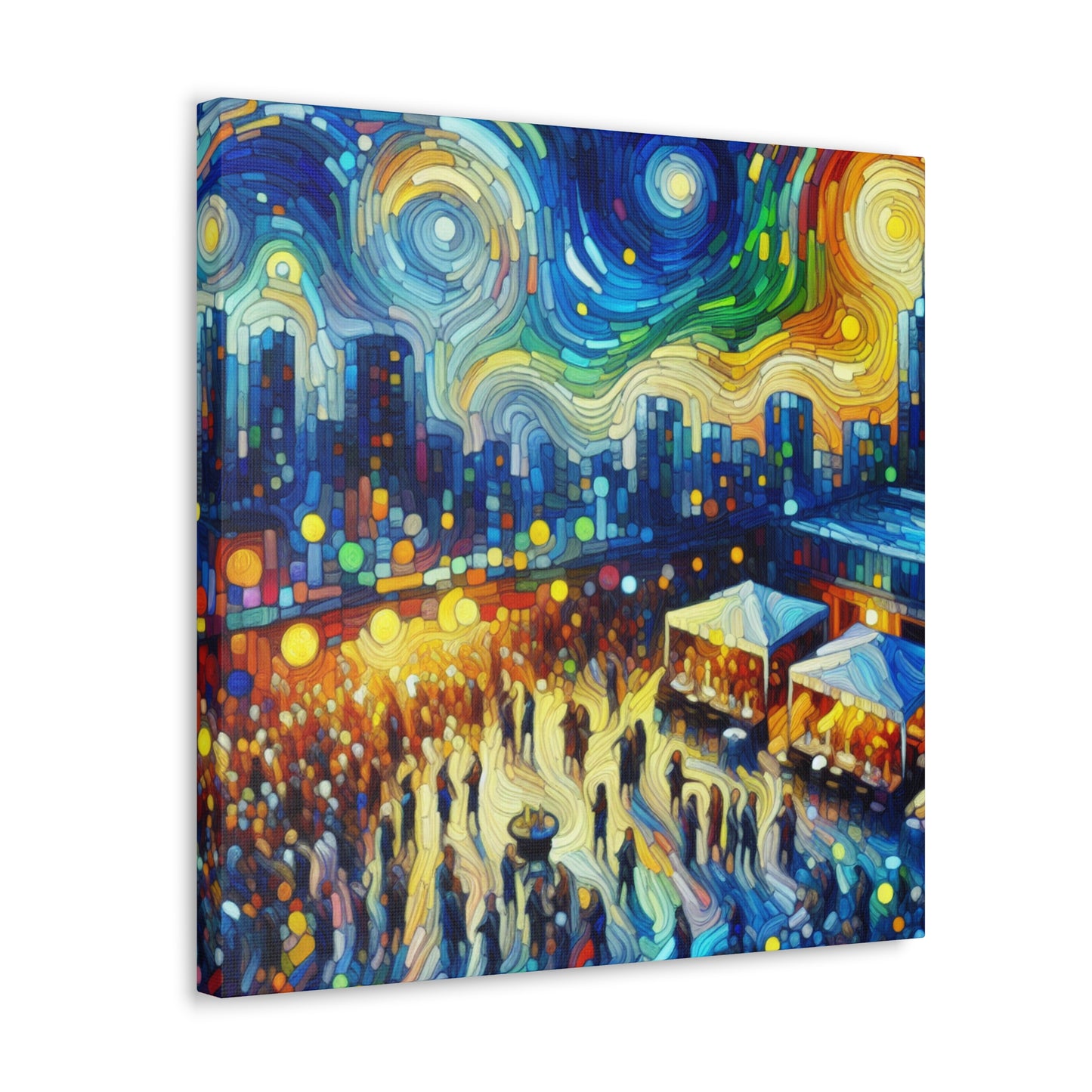 "Vibrant Rooftop Revelry" - Canvas