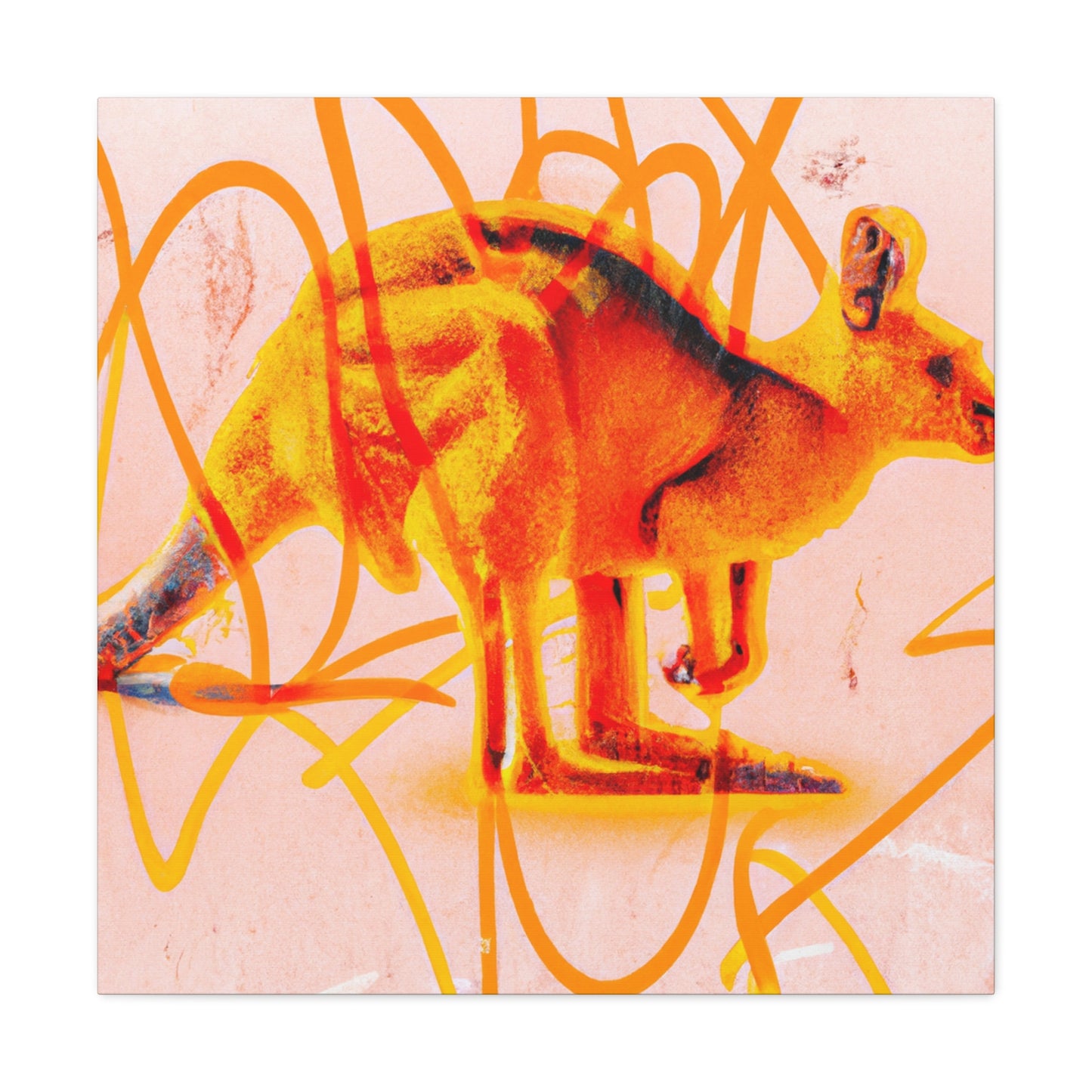 "Kangaroo On Brick Wall" - Canvas