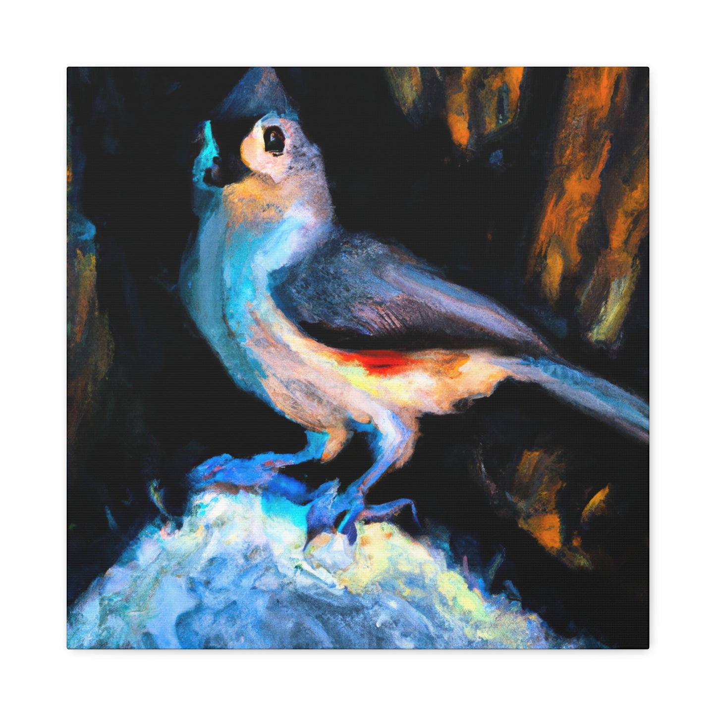 "Tufted Titmouse Expressionism" - Canvas