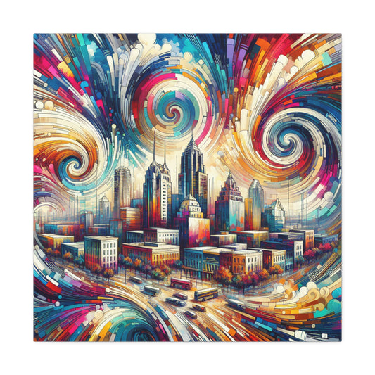 "Vivid Alamo Cityscape" - Canvas