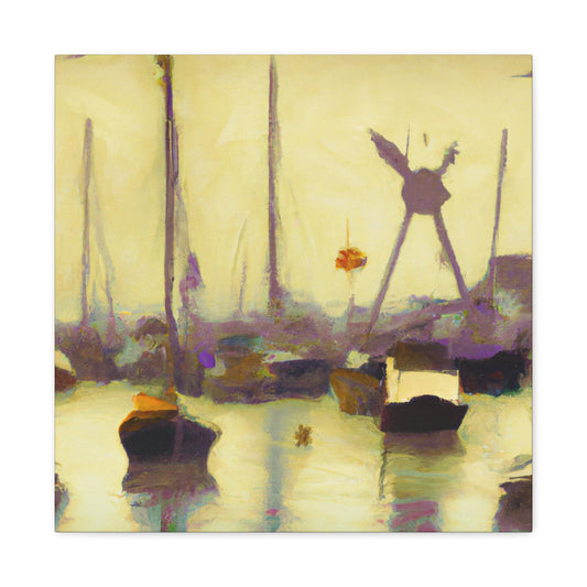 "Harbor at Sunrise Scene" - Canvas