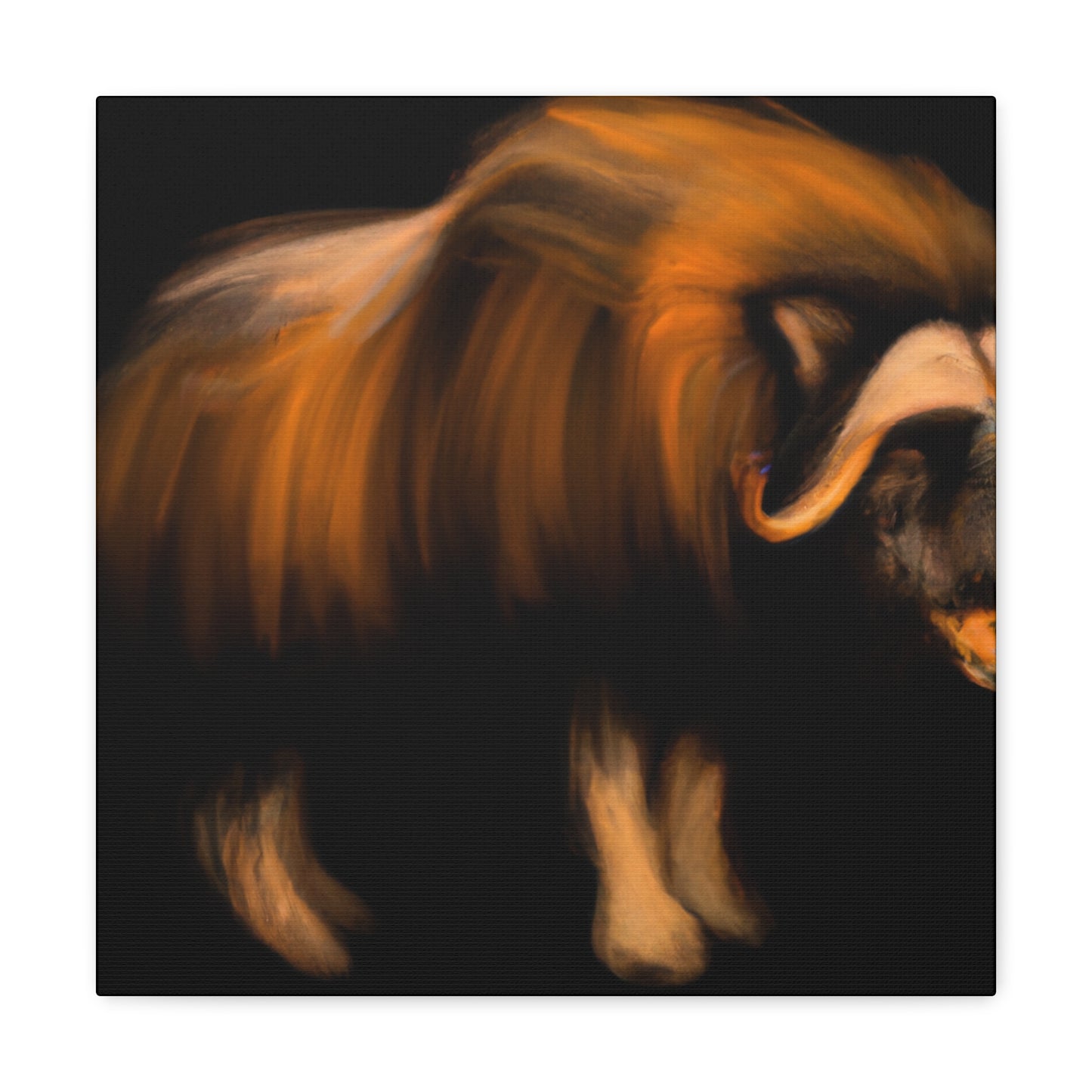 The Musk Ox was a popular symbol in Art Deco during the 1920s. It symbolized rugged strength and courage, and typically featured horns, thick fur, and a strong jaw line. Often adorned with geometric patterns, geometric shapes, and - Canvas