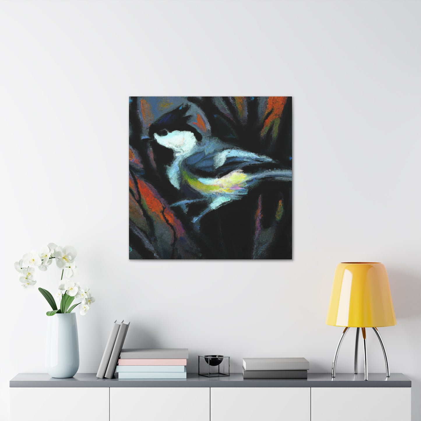 Tufted Titmouse Fauvism - Canvas