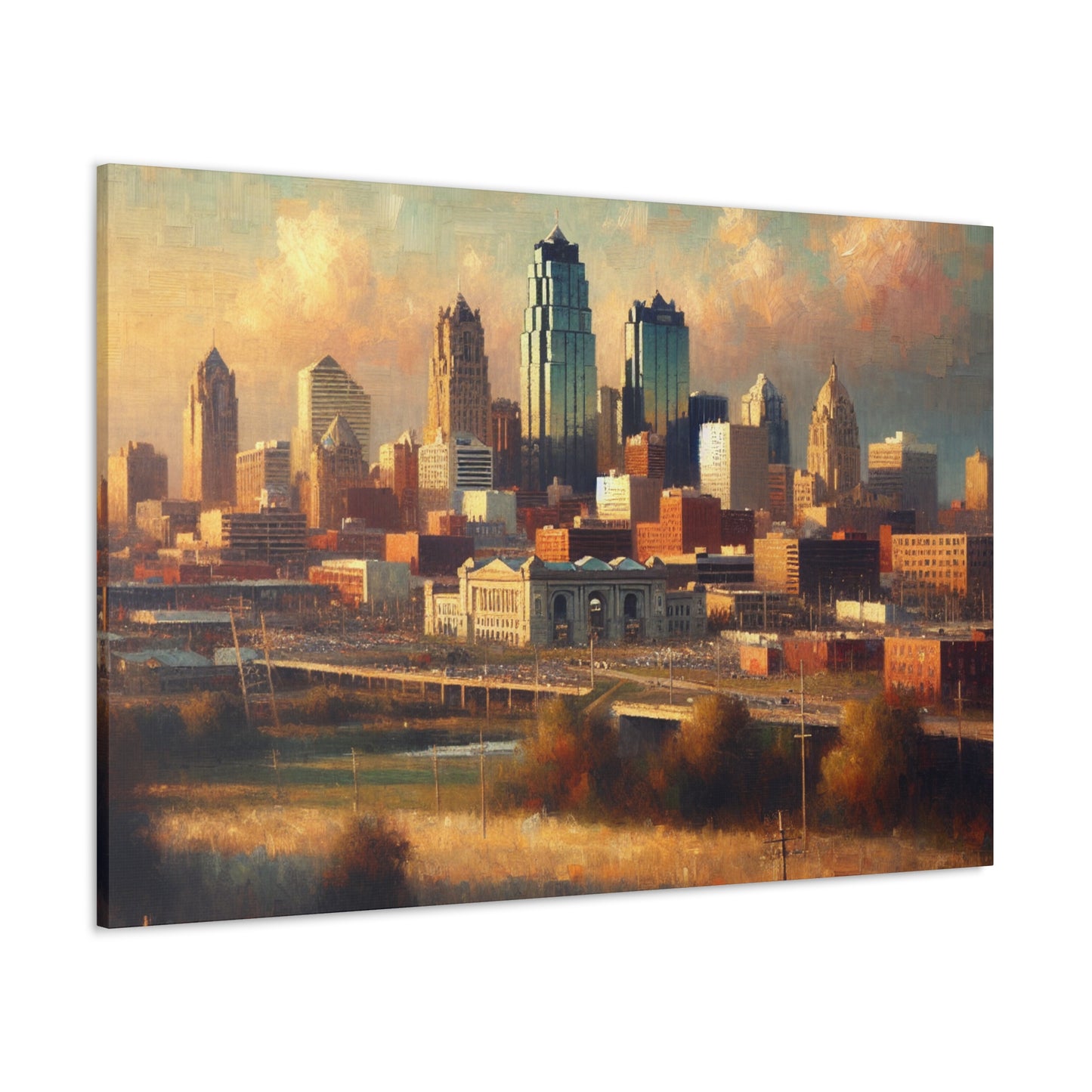 "Cityscape Symphony: Kansas Dreams" - Canvas