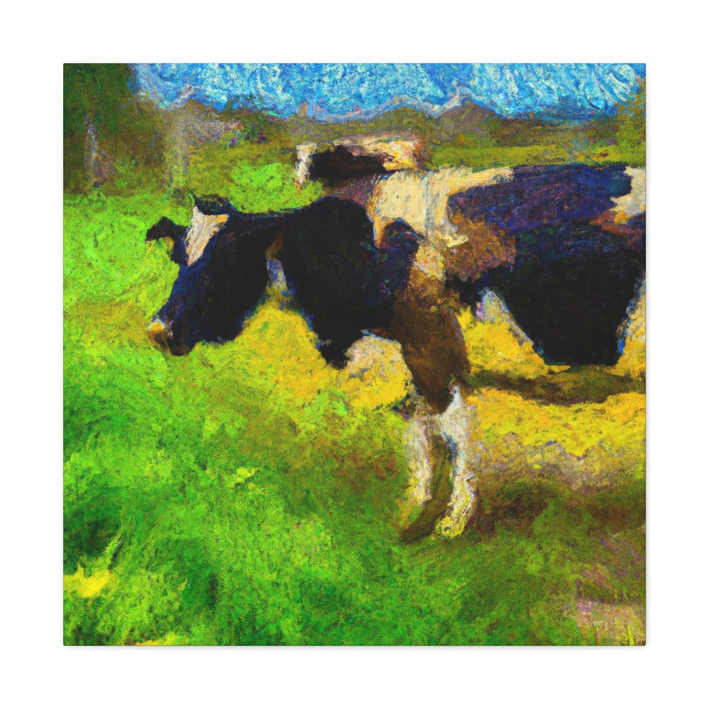 "Cow grazing, Impressionism" - Canvas