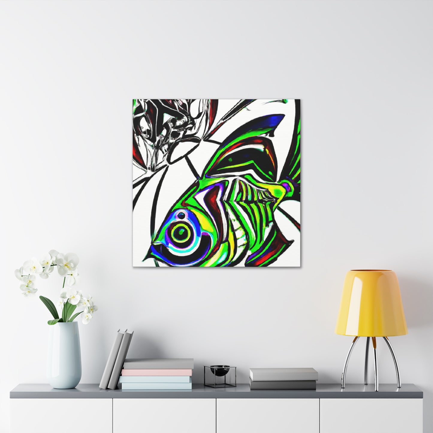 "Rainbow Fish in Deco" - Canvas