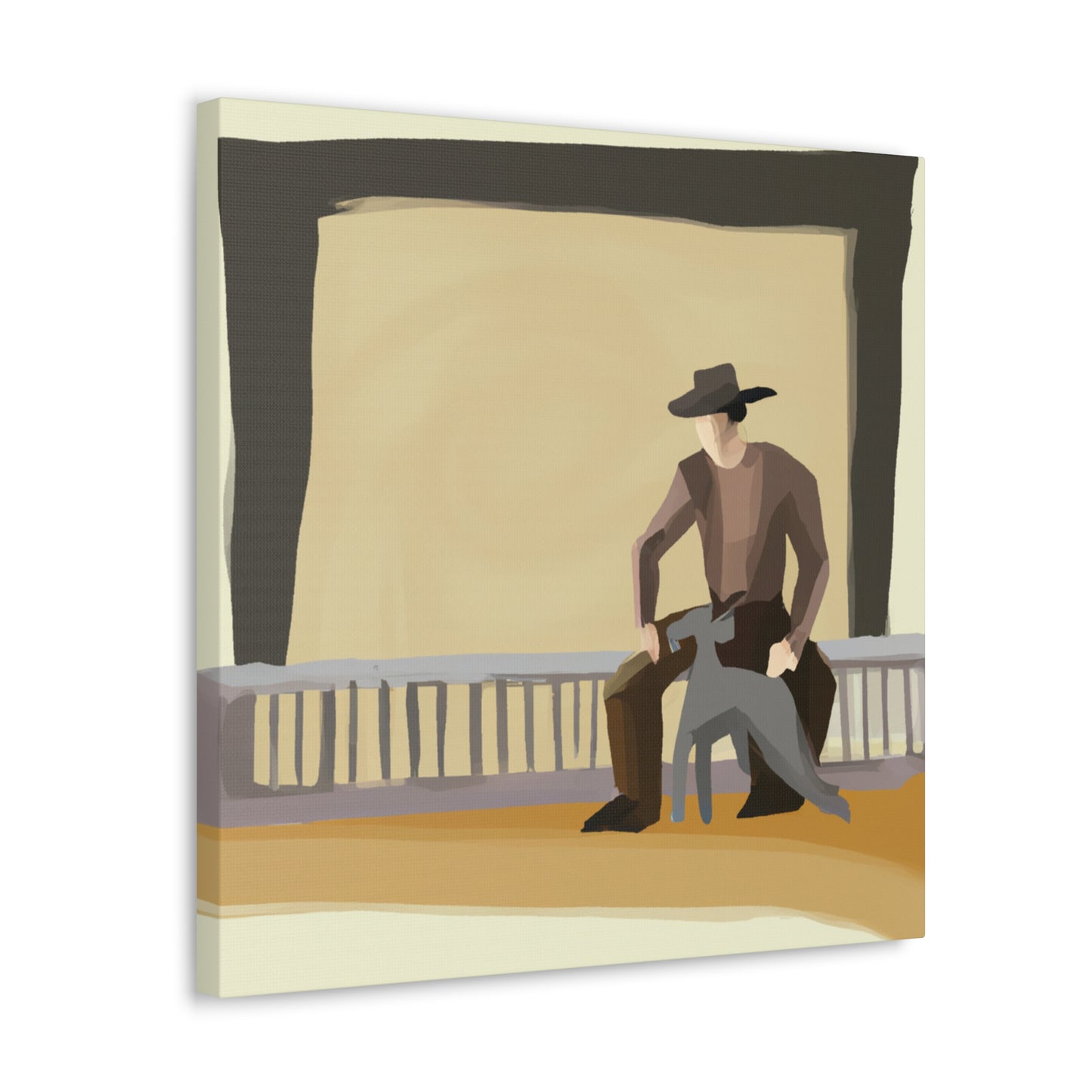 "Cowboy at Dusk Fence" - Canvas