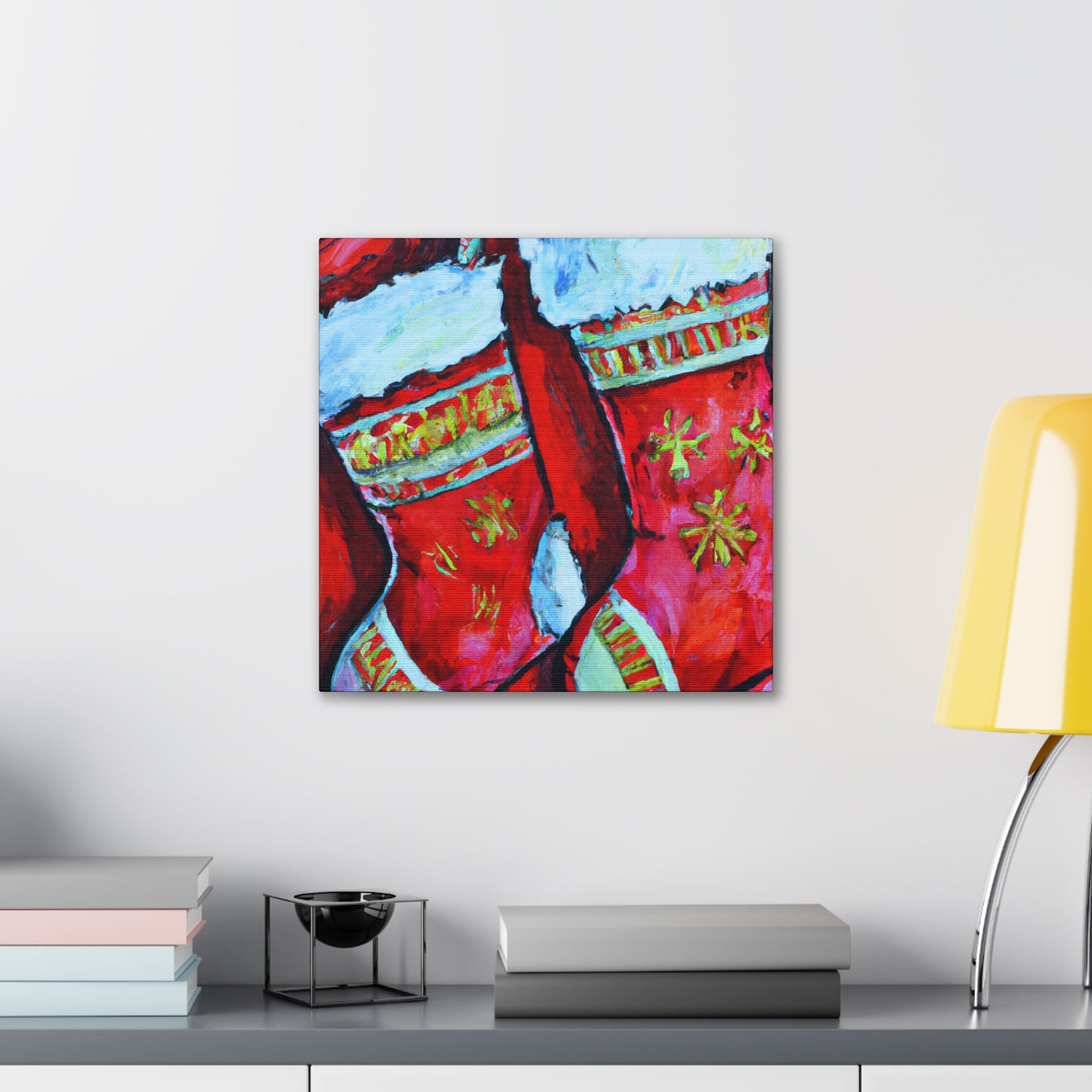 Stocking the Fireplace - Canvas