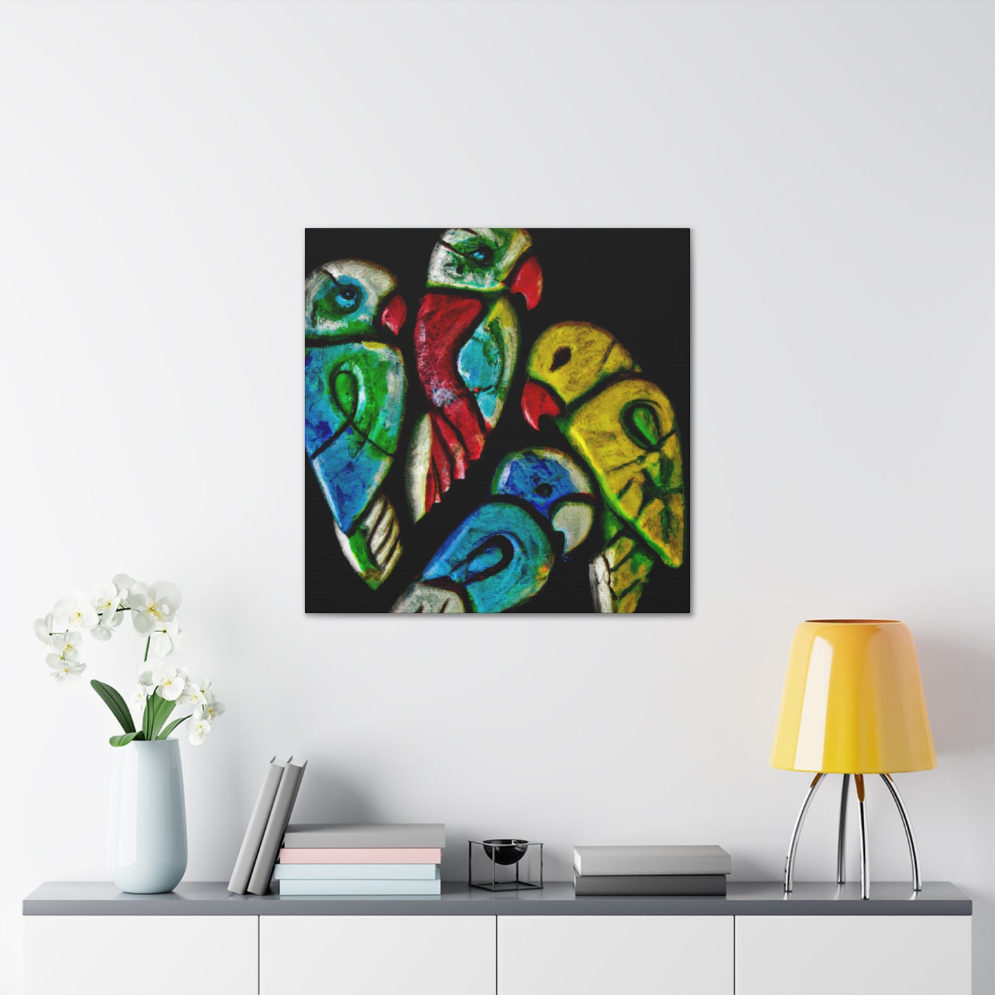 Budgies in Flight - Canvas