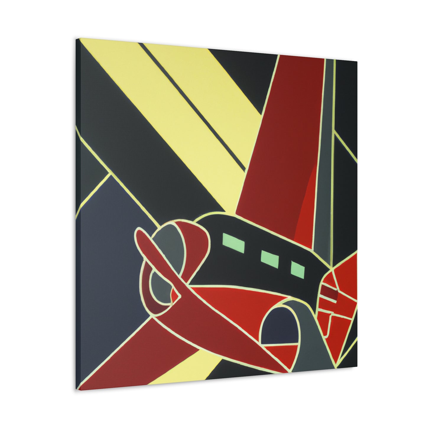 "Skyward Art Deco Plane" - Canvas