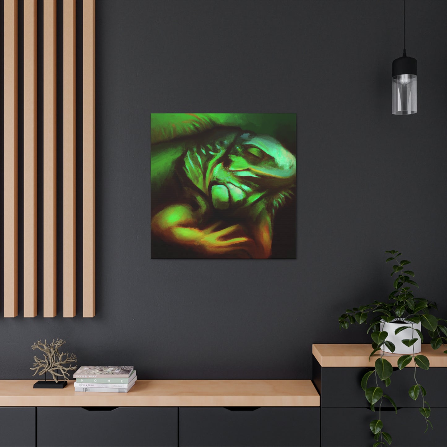 "Green Iguana Reflection" - Canvas