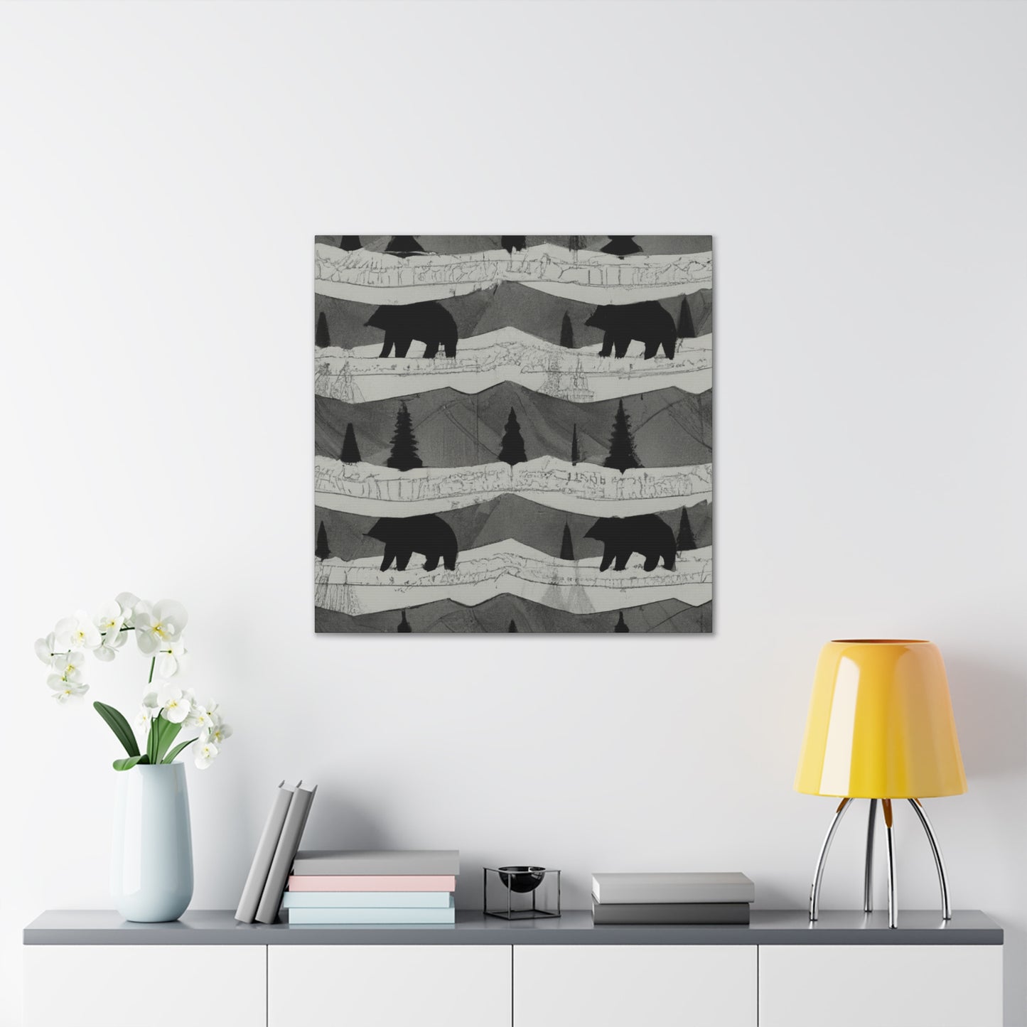 "Black Bear in Deco" - Canvas