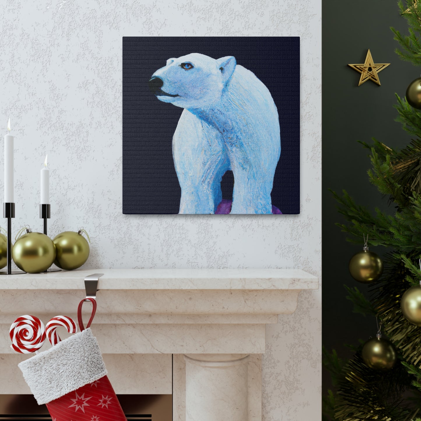 "Polar Bear in Snow" - Canvas