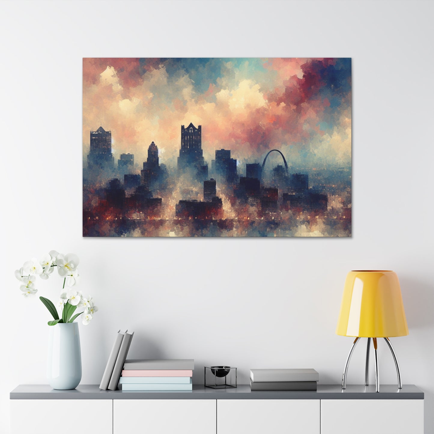 "River's Embracing Urban Rhythm" - Canvas