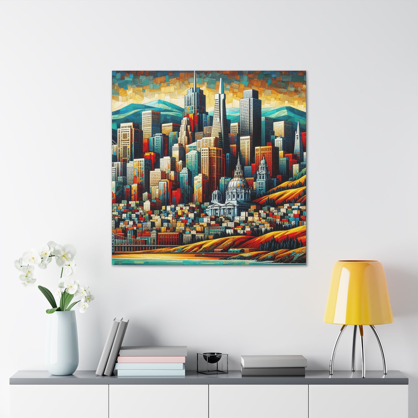 "Golden Horizon's Vibrant Canvas" - Canvas