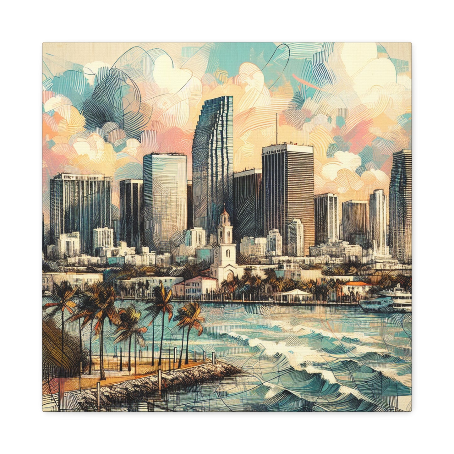 Sunset Serenade in Miami - Canvas