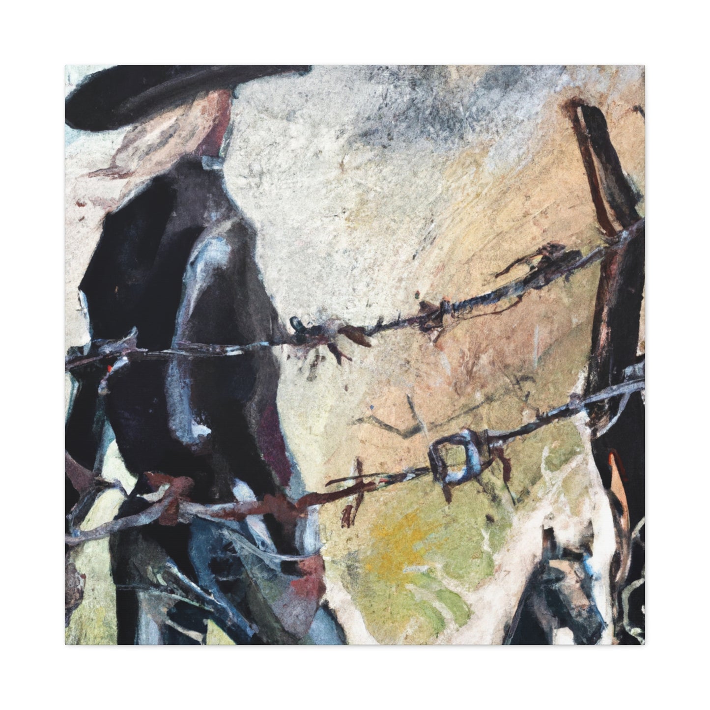 "Barbed Wire Embrace" - Canvas