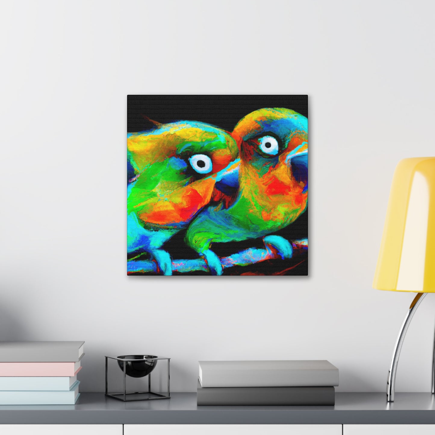 Lovebirds in Bloom - Canvas