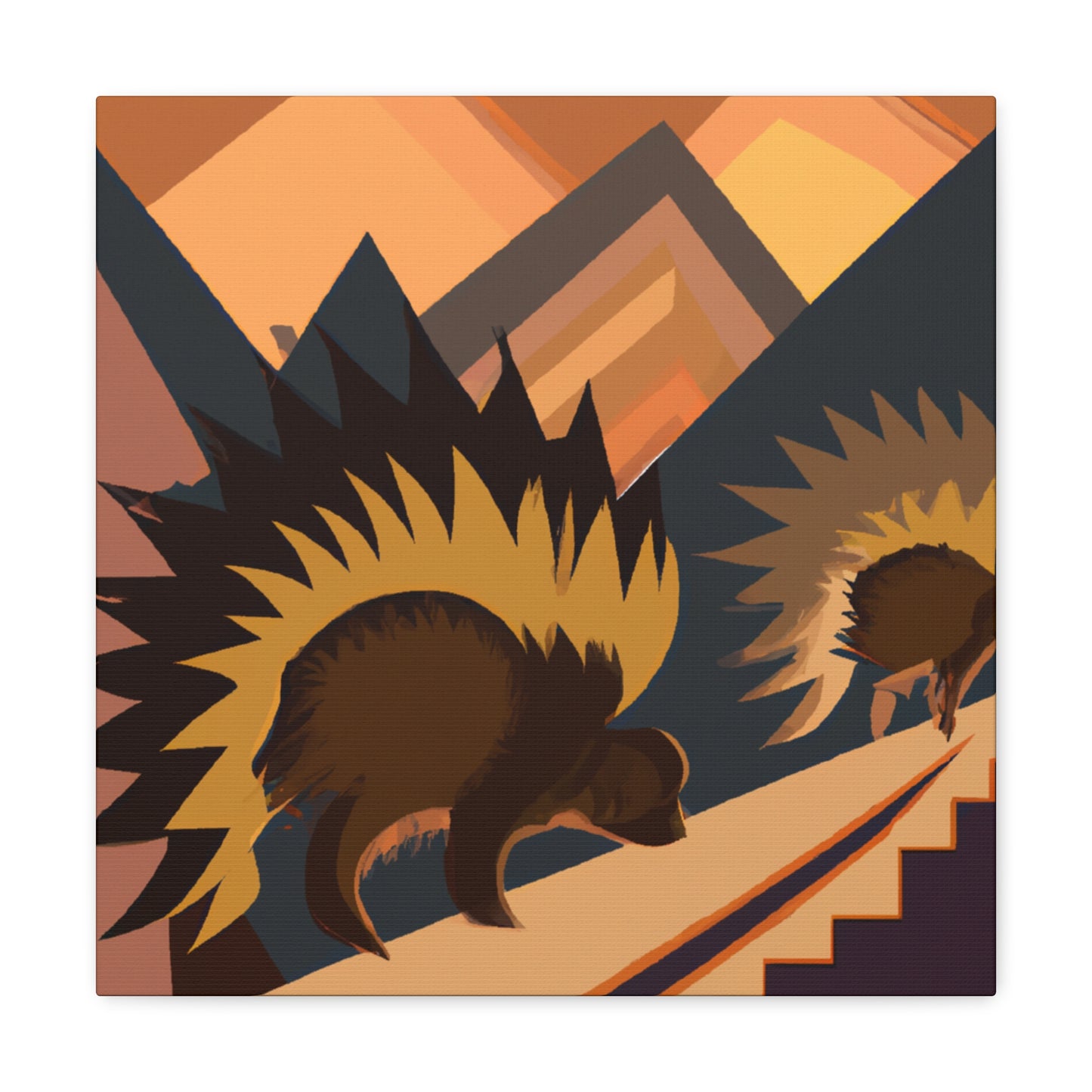 Porcupine in Art Deco - Canvas