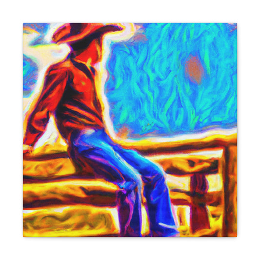 Cowboy on Fencepost - Canvas