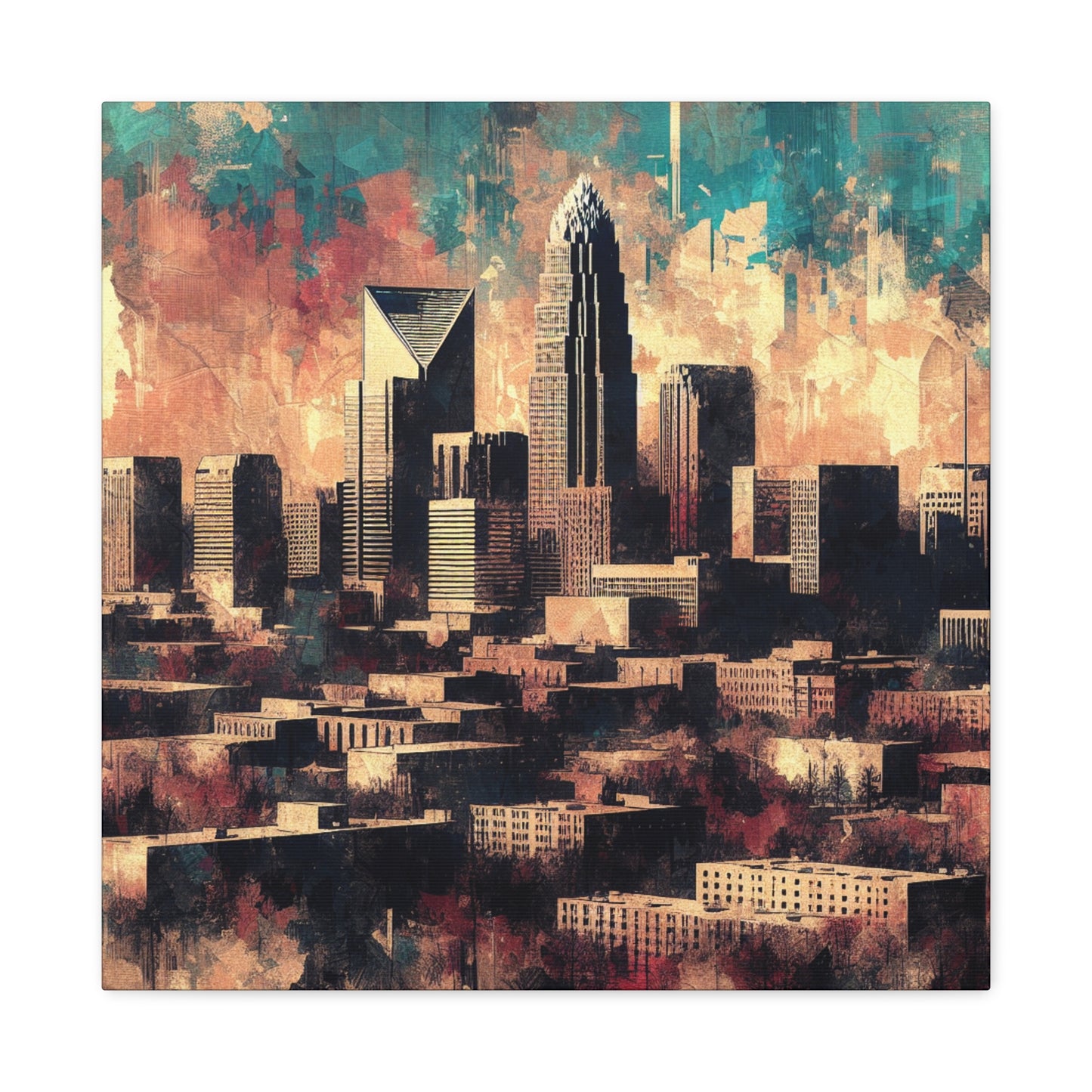 Carolinas tumultuous cityscape blending. - Canvas